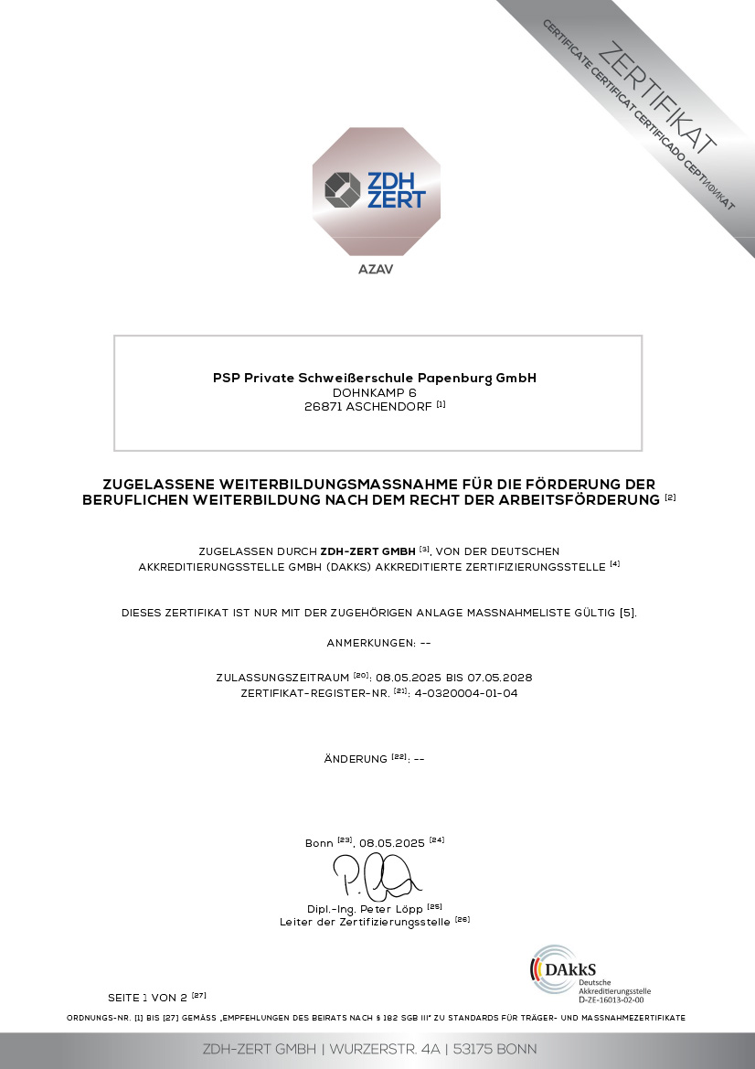 Zertifikat AZAV 04